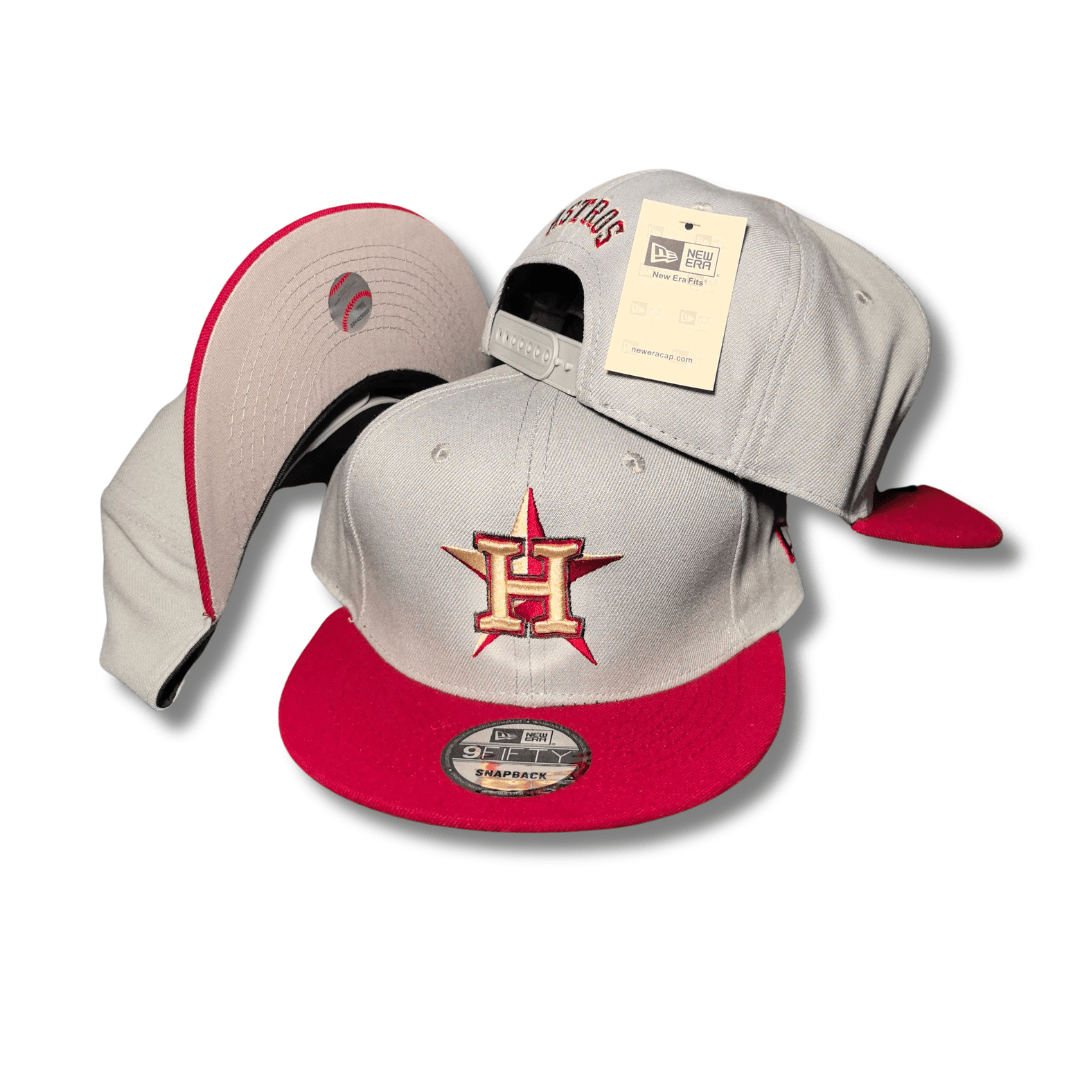 Houston Astros Gray and Red Hat with Gold Star Logo - Snapback