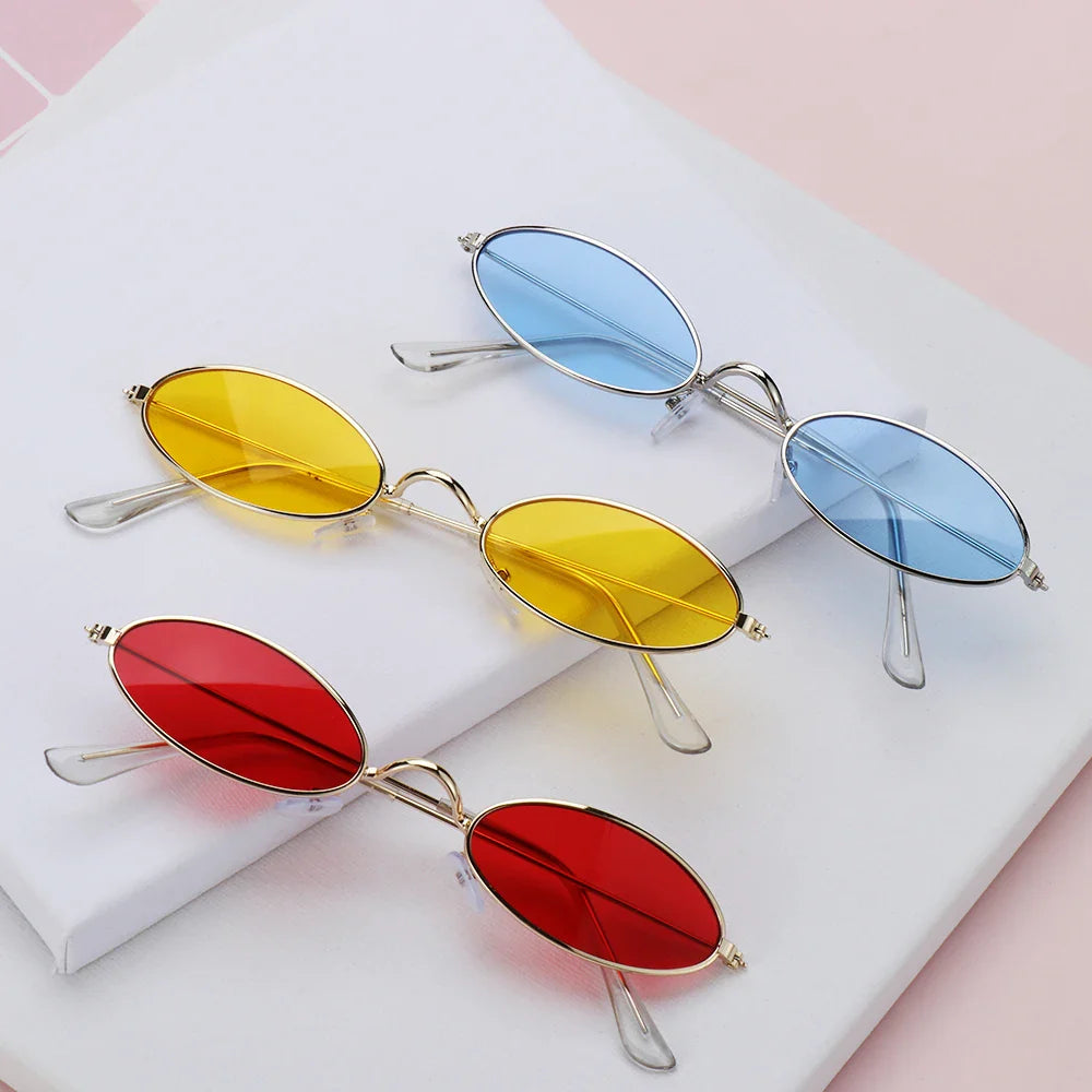 Fashion Design Vintage Shades SunGlasses Elegant Retro Small Frame Oval Sunglasses Accessories For Men Women Eyeglasses