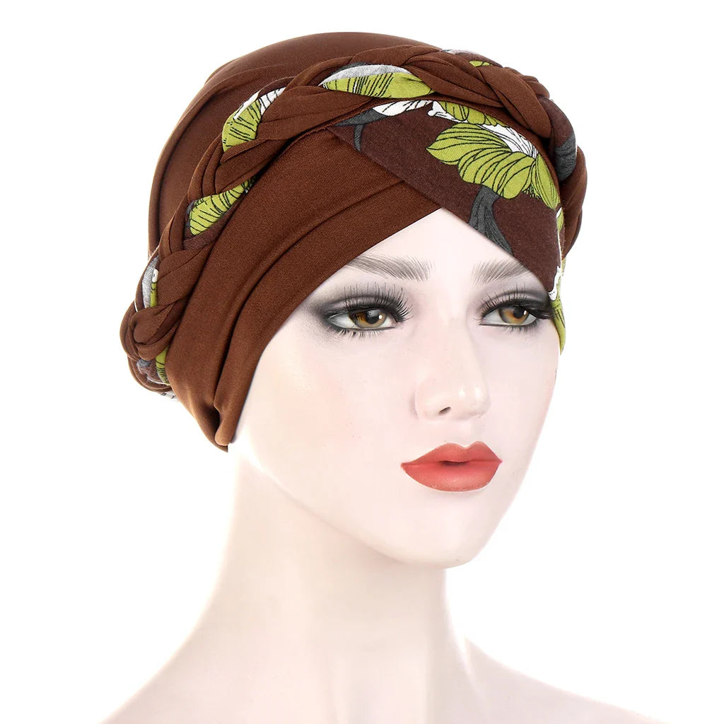 Print Cotton Muslim Turban Scarf for Women Islamic Inner Hijab Turban Cap Headwear Arab Wrap Head Scarf Hair Accessories Hat