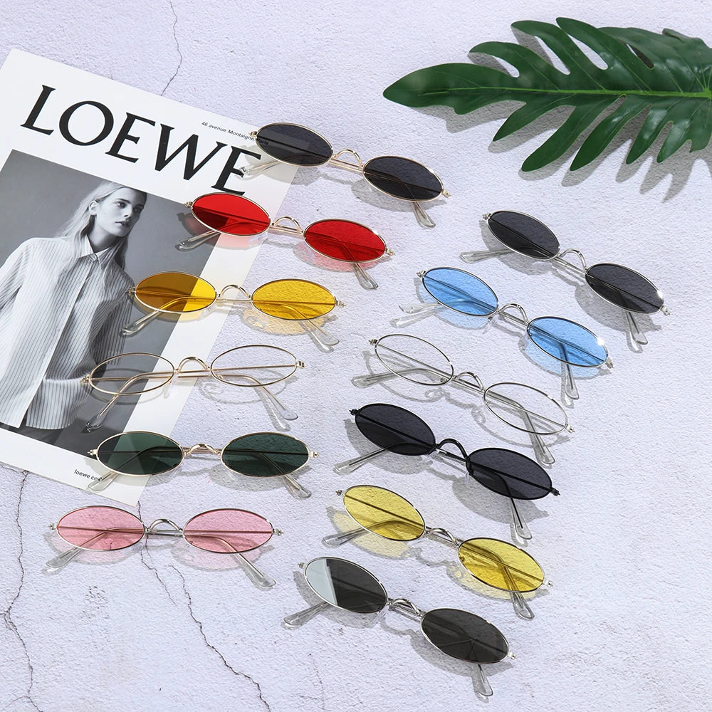Fashion Design Vintage Shades SunGlasses Elegant Retro Small Frame Oval Sunglasses Accessories For Men Women Eyeglasses