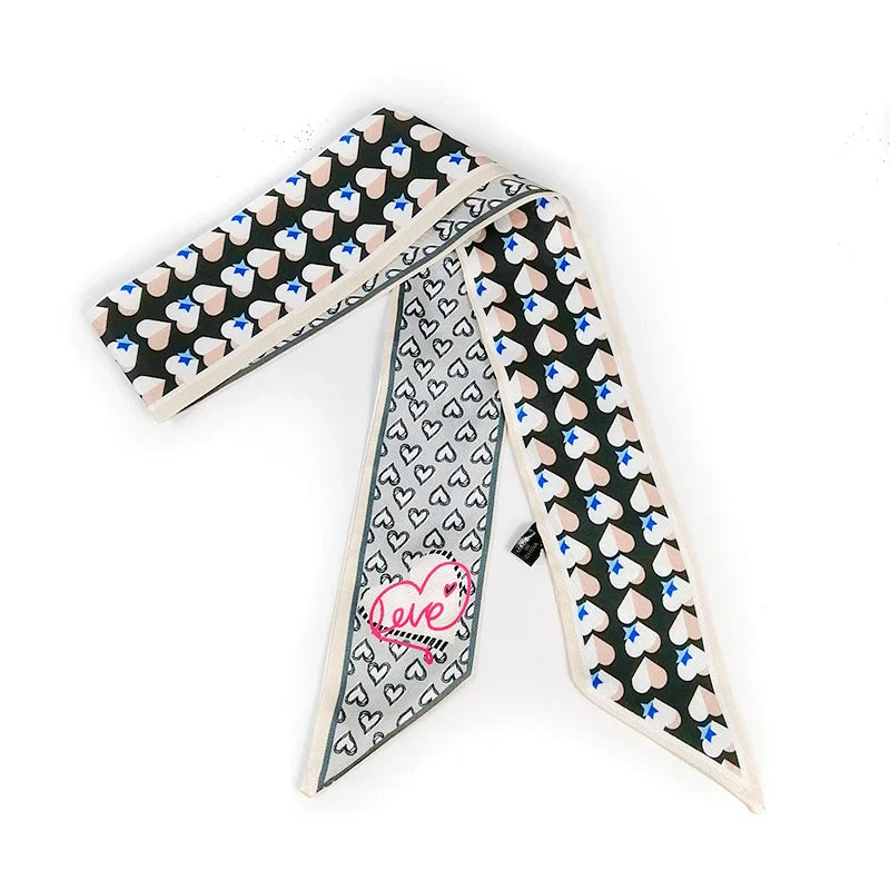 2025 Beautiful Print Luxury Bag Strap Scarf Women Silk Scarf Fashion Head Scarf Headwear Long Scarves Bag Accessories Ribbon