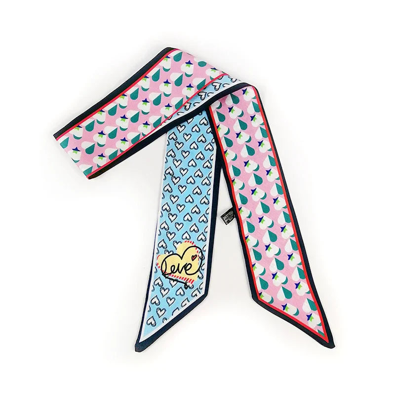 2025 Beautiful Print Luxury Bag Strap Scarf Women Silk Scarf Fashion Head Scarf Headwear Long Scarves Bag Accessories Ribbon