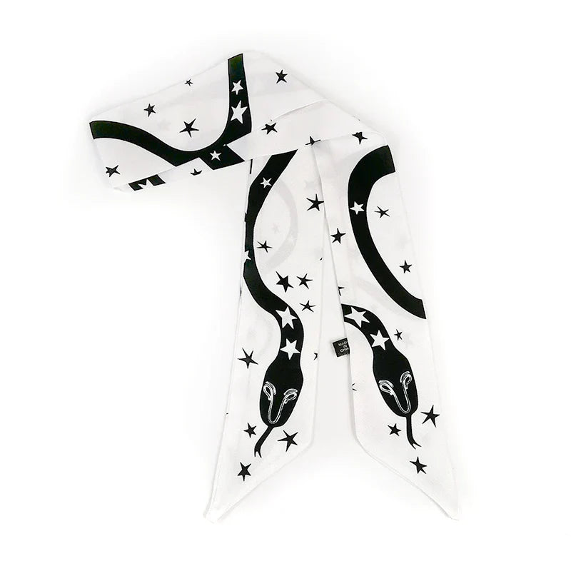 2025 Beautiful Print Luxury Bag Strap Scarf Women Silk Scarf Fashion Head Scarf Headwear Long Scarves Bag Accessories Ribbon