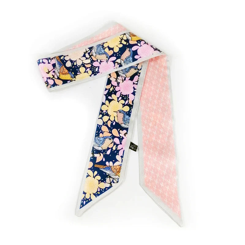 2025 Beautiful Print Luxury Bag Strap Scarf Women Silk Scarf Fashion Head Scarf Headwear Long Scarves Bag Accessories Ribbon