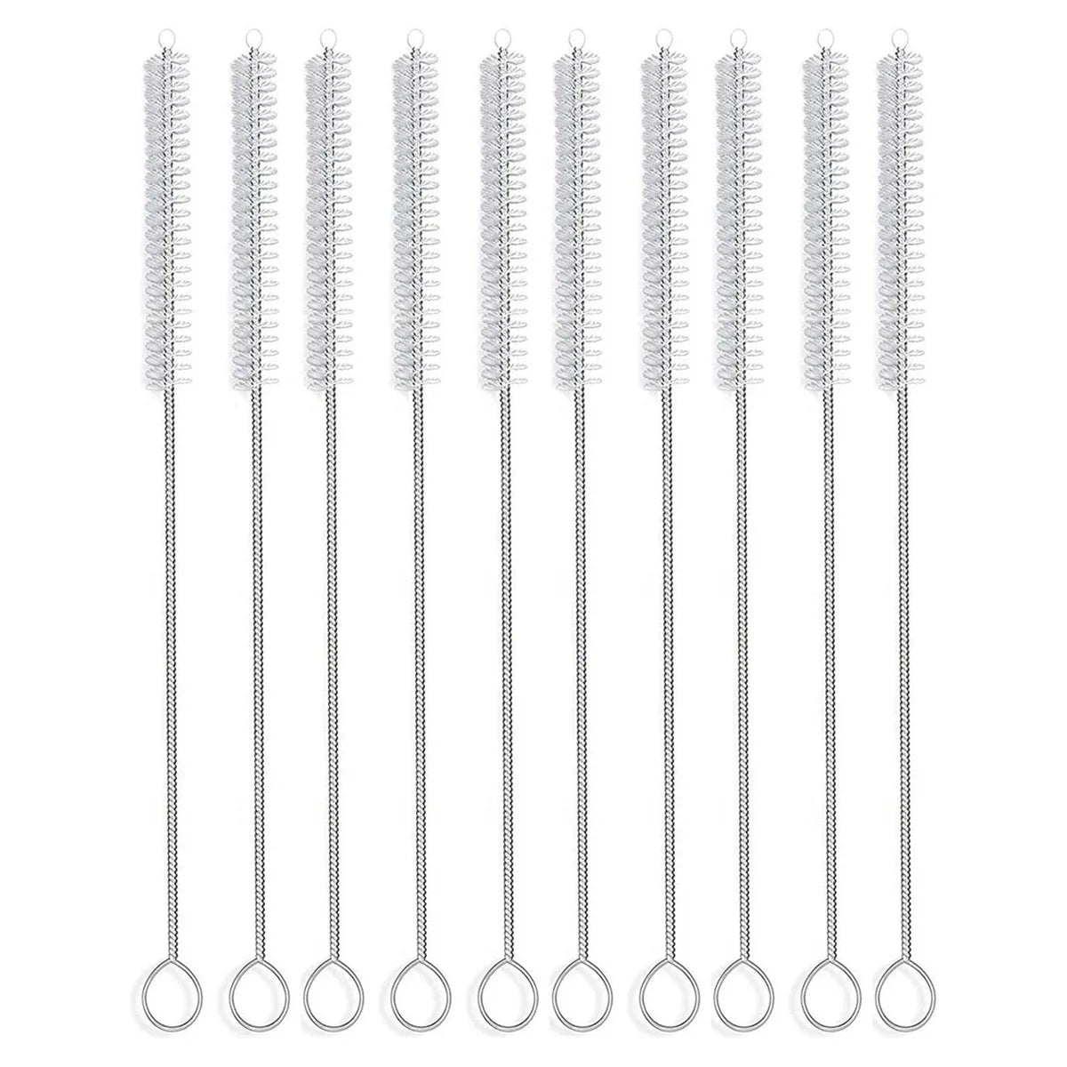 10Pcs Drinking Straw Cleaning Brush Kit Straw Tube Pipe Cleaner Nylon Stainless Steel Long Handle Cleaning Brushes for Straws