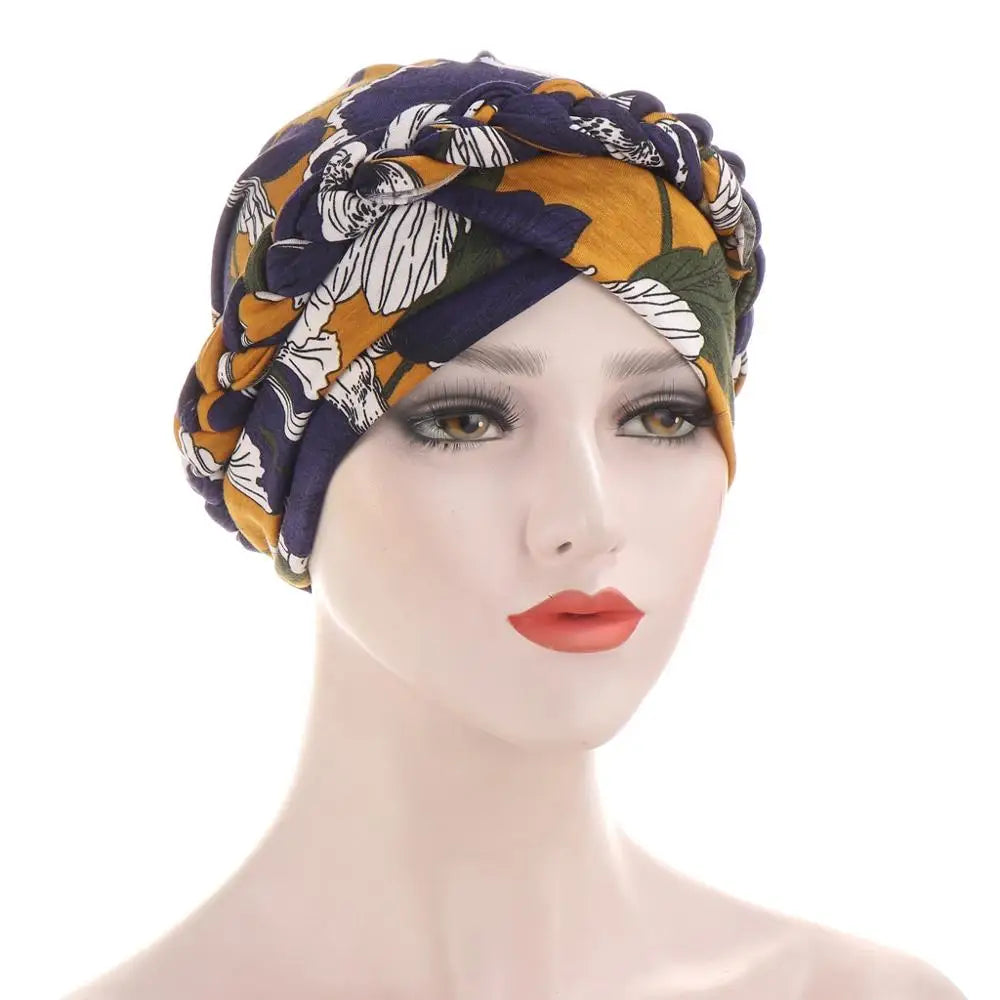 Print Cotton Muslim Turban Scarf for Women Islamic Inner Hijab Turban Cap Headwear Arab Wrap Head Scarf Hair Accessories Hat
