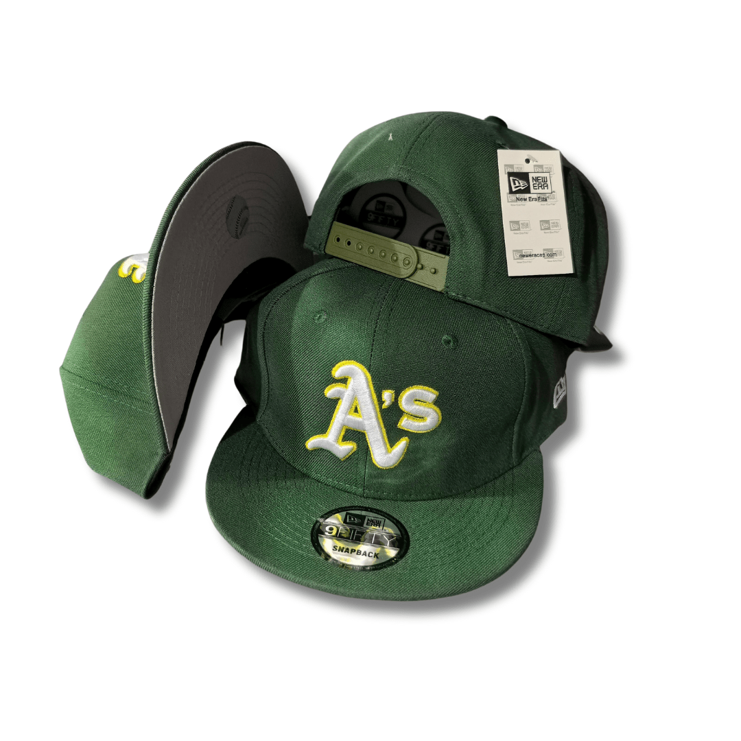 Oakland Athletics Green with White and Yellow Embroidered Logo Snapback Cap