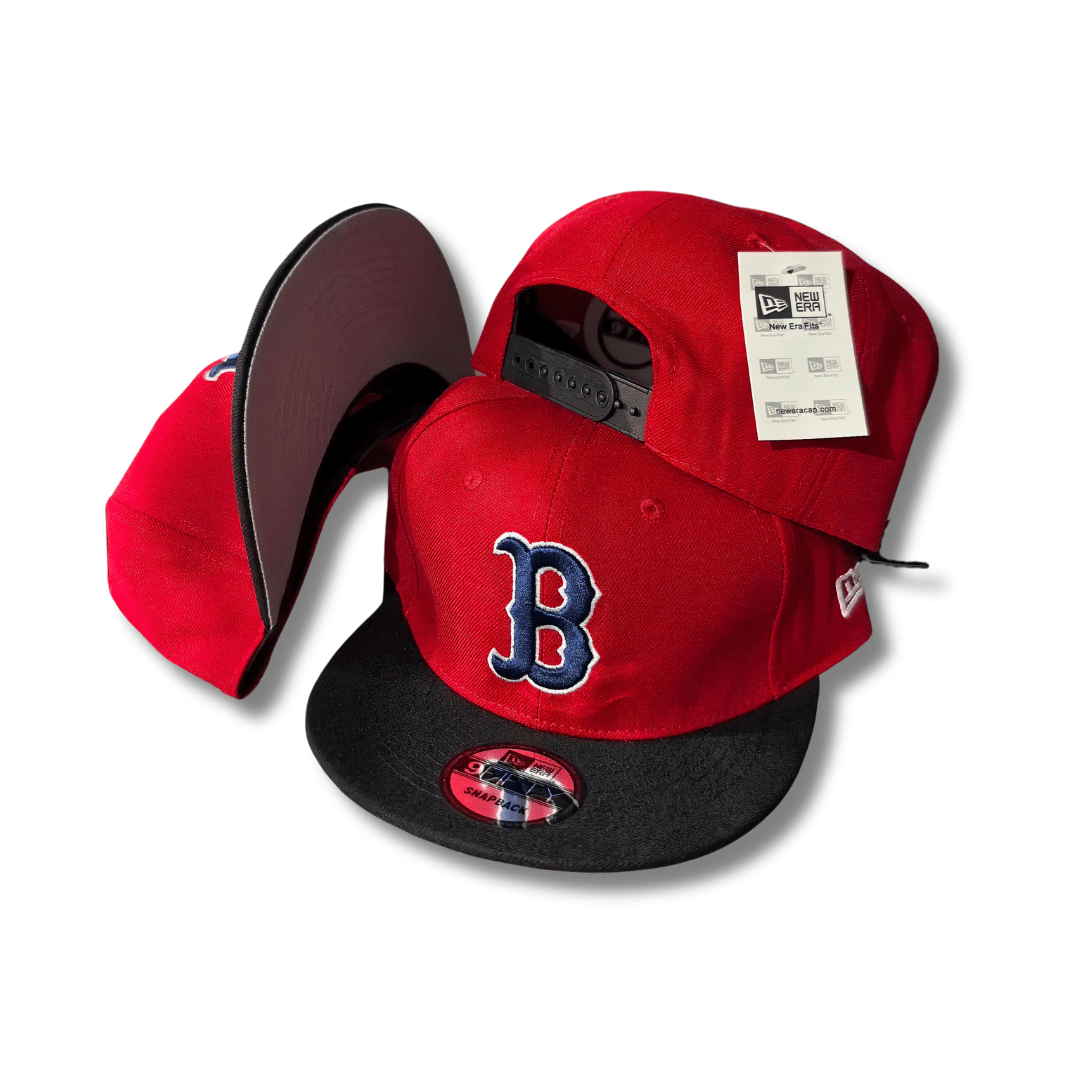 Boston Red Sox Red with Black Brim and Navy Blue Logo Snapback Cap