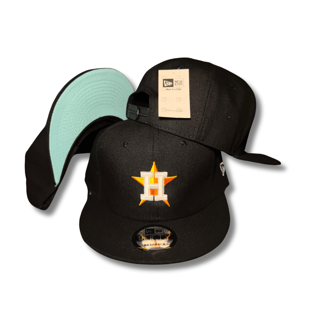 Houston Astros Black with Star Logo and Mint Green Undervisor Snapback Cap