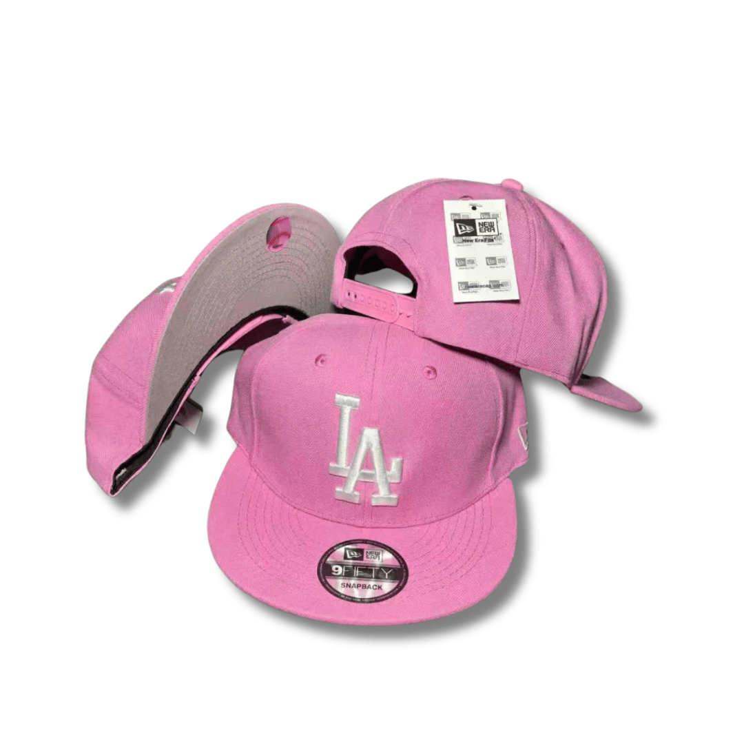 LA Dodgers with White Embroidered Logo Pink Snapback Cap