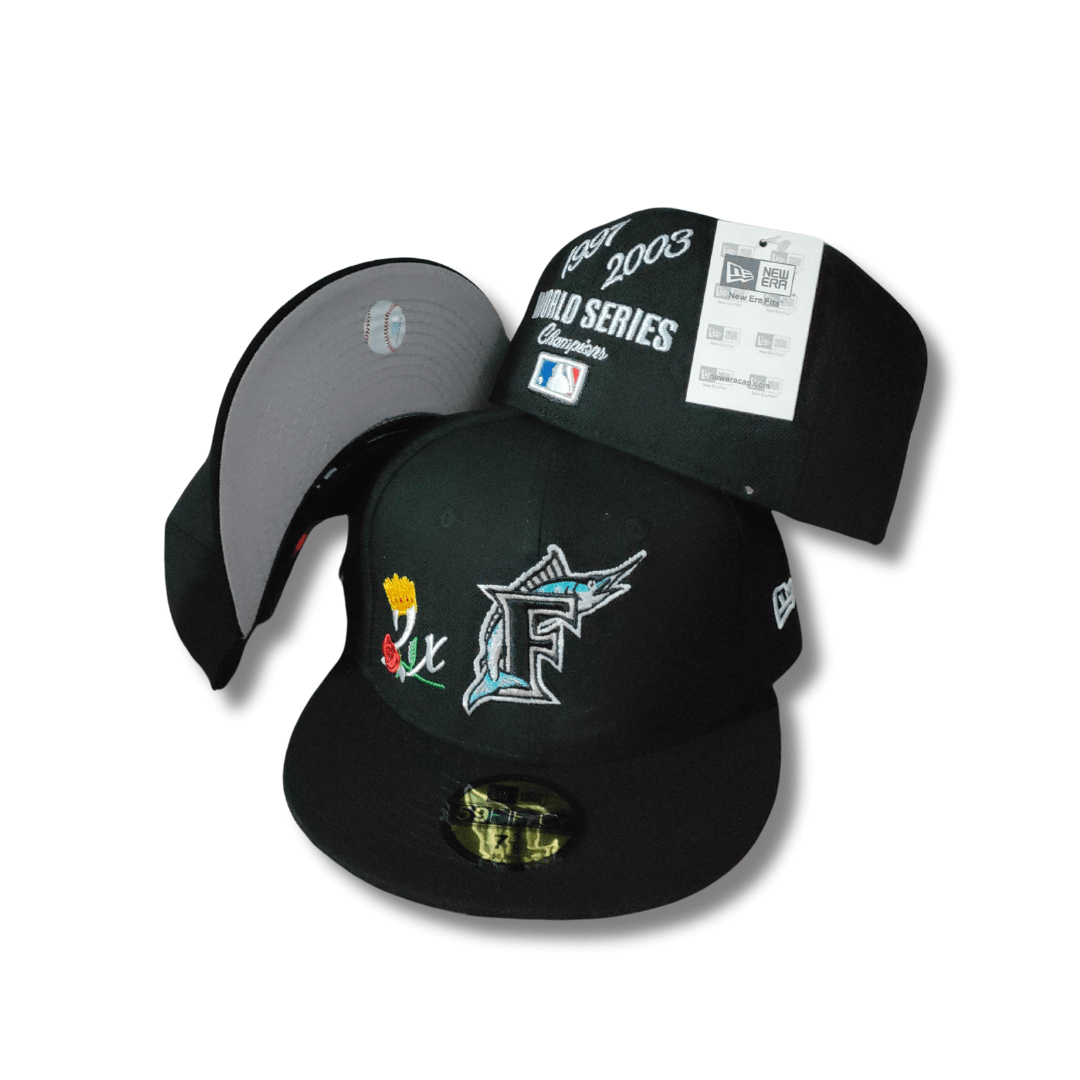 Florida Marlins 59FIFTY Hat with World Series Champions Embroidery Black