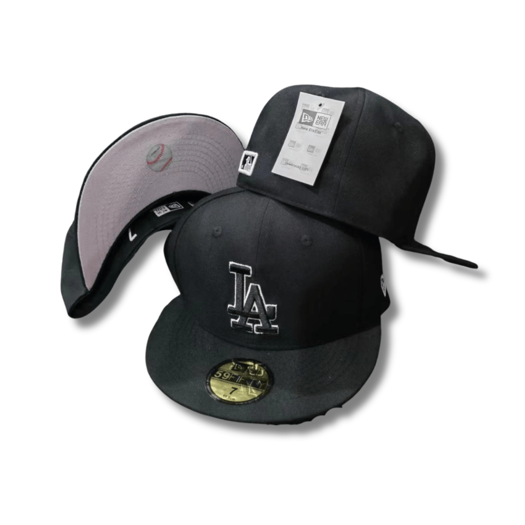 Los Angeles Dodgers Black Fitted Cap Set - Embroidered Logo with Design