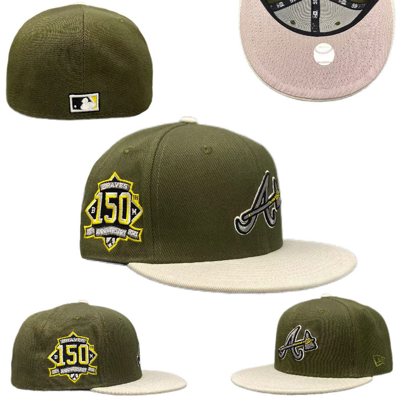 Atlanta Braves 150th Anniversary Commemorative Hat with Beige Brim - Olive Green