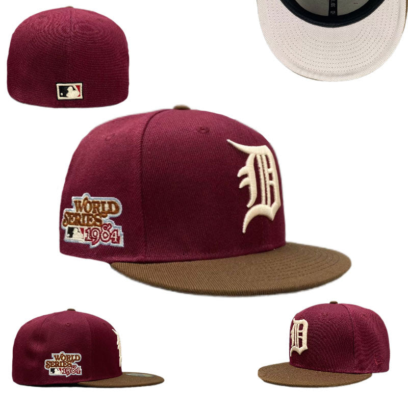 Detroit Tigers 1968 World Series Commemorative Hat with Brown Brim - Burgundy