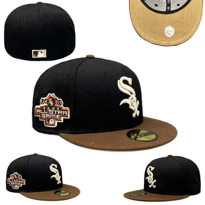 Chicago White Sox 2003 All-Star Game Hat with Brown Brim and Beige Undervisor - Black