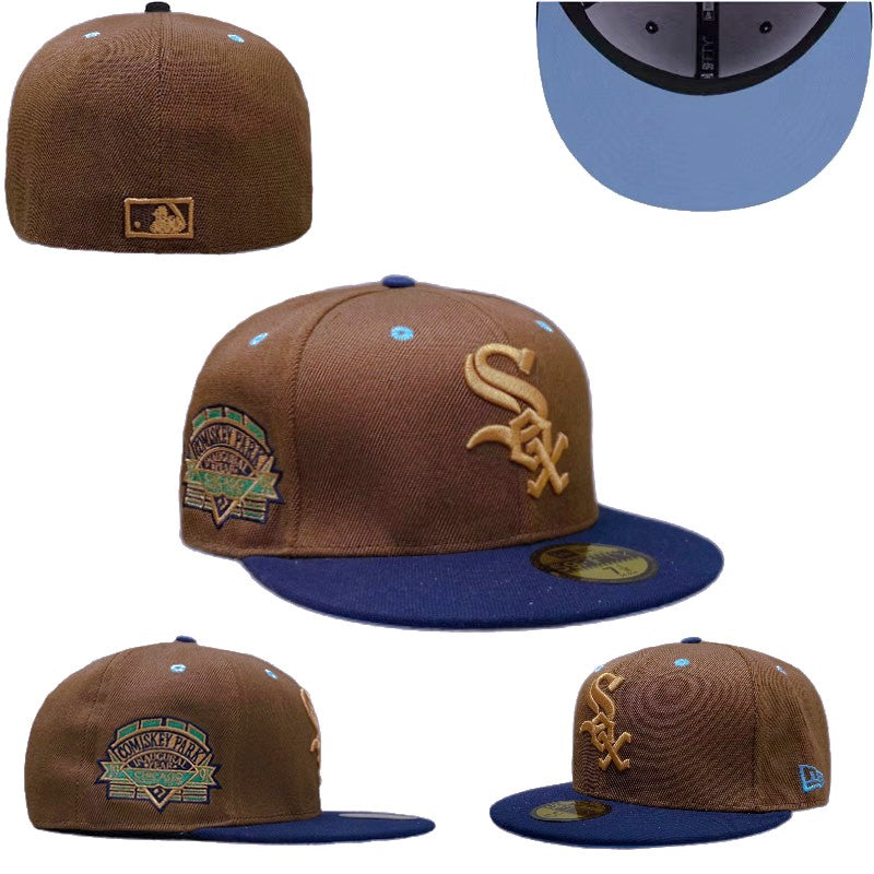 Chicago White Sox Comiskey Park Tribute Hat with Blue Brim and Sky Blue Undervisor - Brown