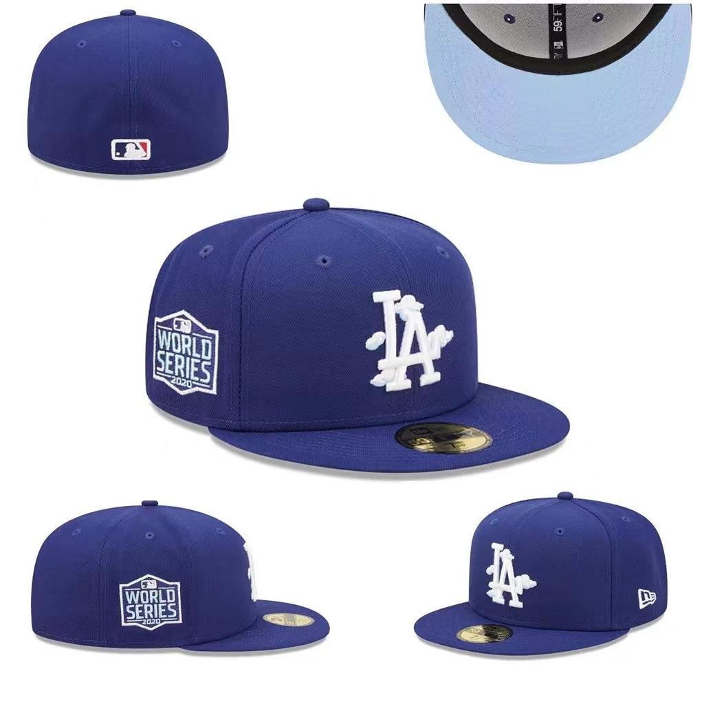 Los Angeles Dodgers 2020 World Series Fitted Hat with Light Blue Underbrim - Royal Blue
