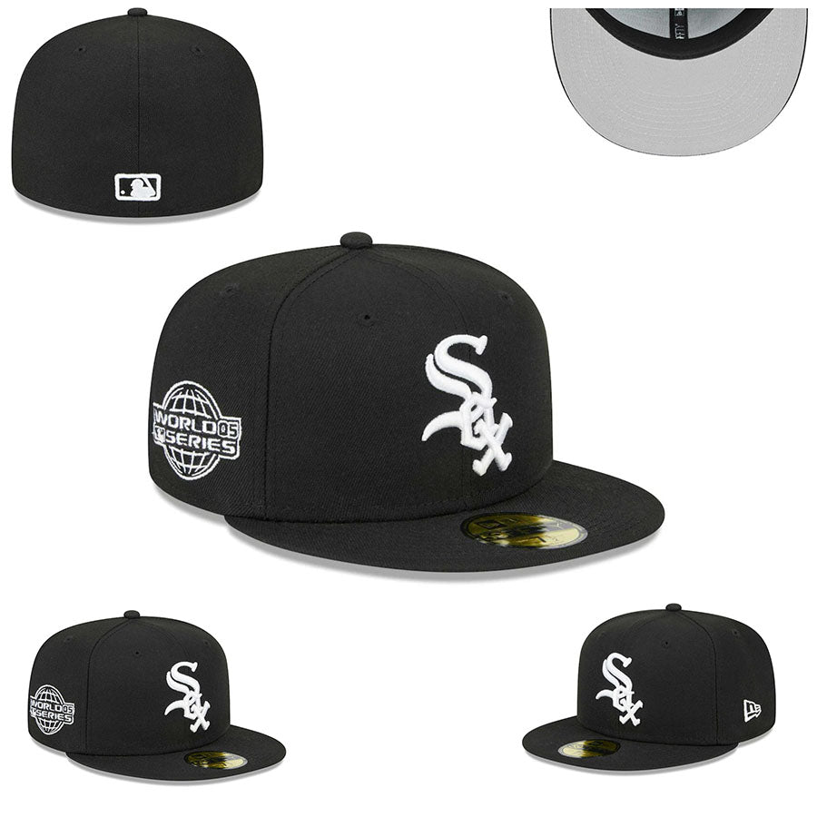 Chicago White Sox 2005 World Series Champions Fitted Hat - Black