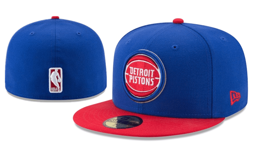 Detroit Pistons NBA Snapback Cap with Embroidered Logo and Red Brim - Blue
