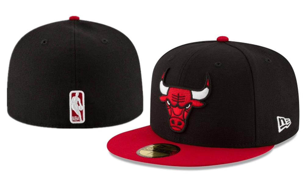 Chicago Bulls NBA Snapback Cap with Embroidered Logo and Red Brim - Black
