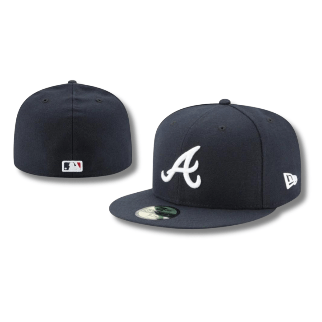 Atlanta Braves On-Field Fitted Hat with White Logo - Navy Blue