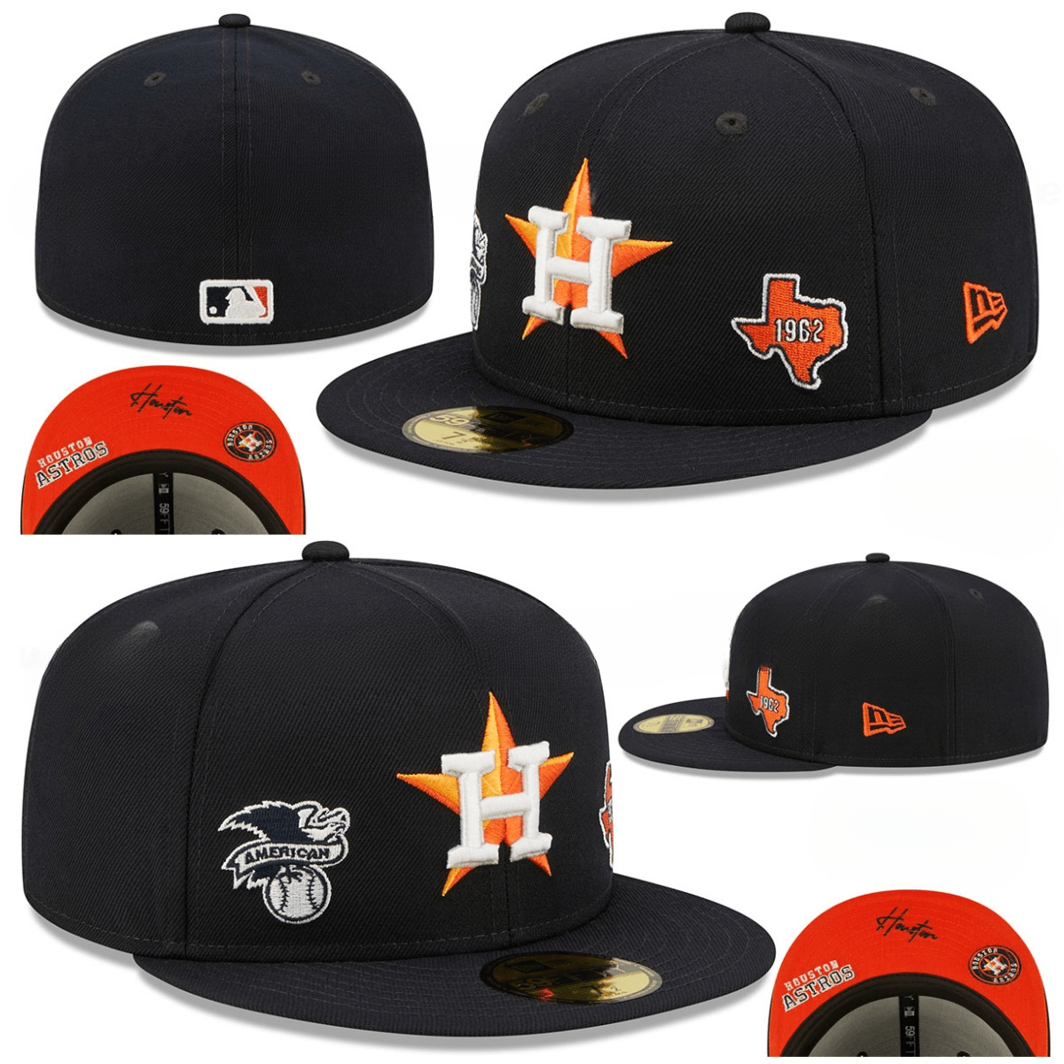 Houston Astros Texas Heritage Fitted Hat - Black & Orange