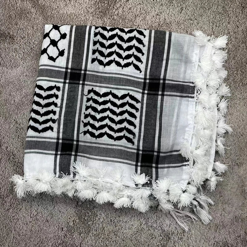 Outdoor activities, tourism, camping, knitted tassel scarf Arab Shemagh Keffiyeh scarf CS scarf desert hiking scarf foulard moto