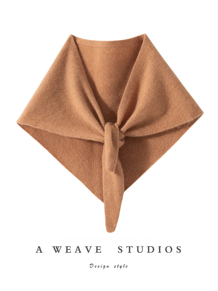 ADDONEE Women Small Triangular Scarf 100% Cashmere Knitwear Spring Autumn Simple Style Scarf Soft Comfy Cashmere Scarf