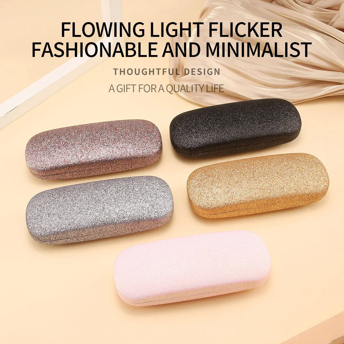 1pc PU Leather Frosted Glasses Protection Case Bling Bling Eyewear Sunglasses Storage Box Organization for Women Glasses Case