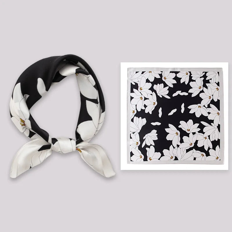 53Cm spring and summer new temperament women's 100% mulberry silk printed silk scarf fashion versatile high-end scarf shawl