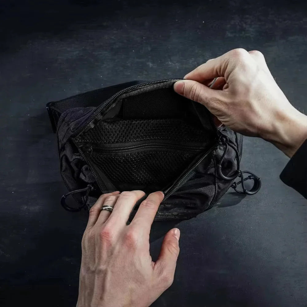 Bando Bag - Tactical Men's Fanny Pack w/Adjustable Waist Belt, Zippered Pockets, Compact Lightweight Belt Bag