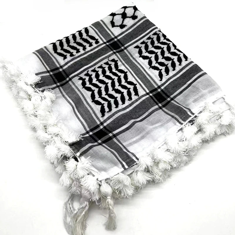 Outdoor activities, tourism, camping, knitted tassel scarf Arab Shemagh Keffiyeh scarf CS scarf desert hiking scarf foulard moto
