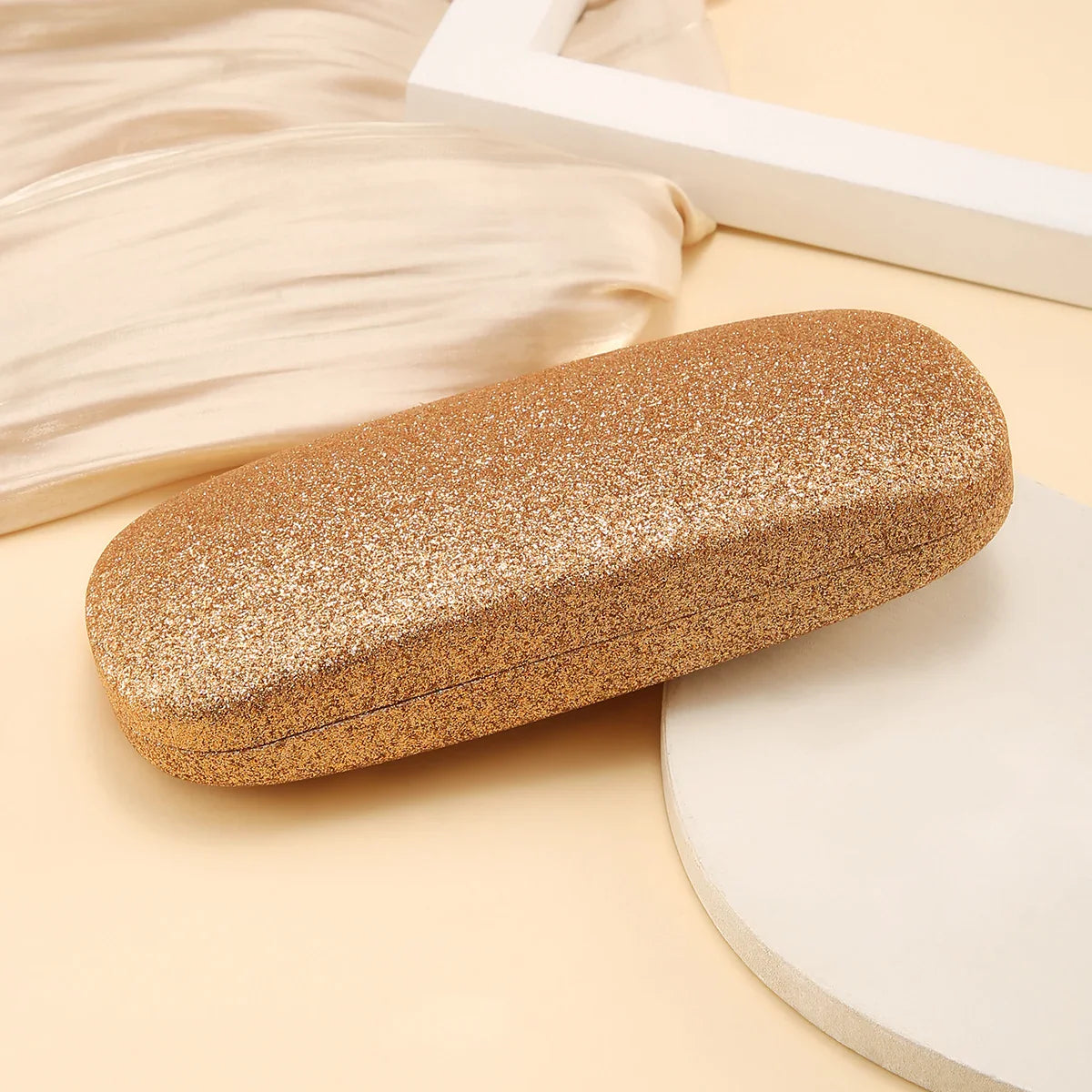 1pc PU Leather Frosted Glasses Protection Case Bling Bling Eyewear Sunglasses Storage Box Organization for Women Glasses Case