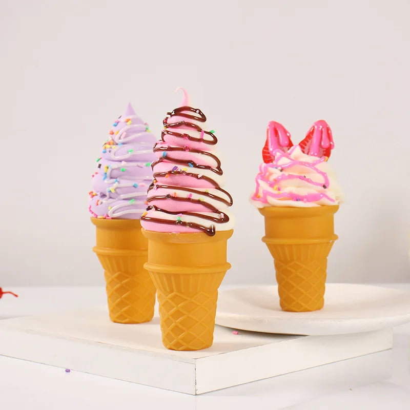 Simulated Ice Cream Realistic Artificial Fruit Cream Ice Cream Cone Model Fake Dessert Food Ice Cream Shop Ornaments Photo Props