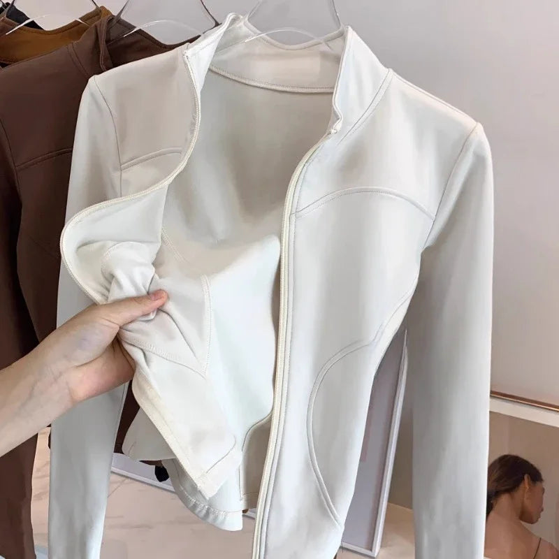 Peeli Long Sleeve Sports Jacket Women Zip Fitness Yoga Shirt Winter Warm Gym Top Activewear Running Coats Workout Clothes Woman