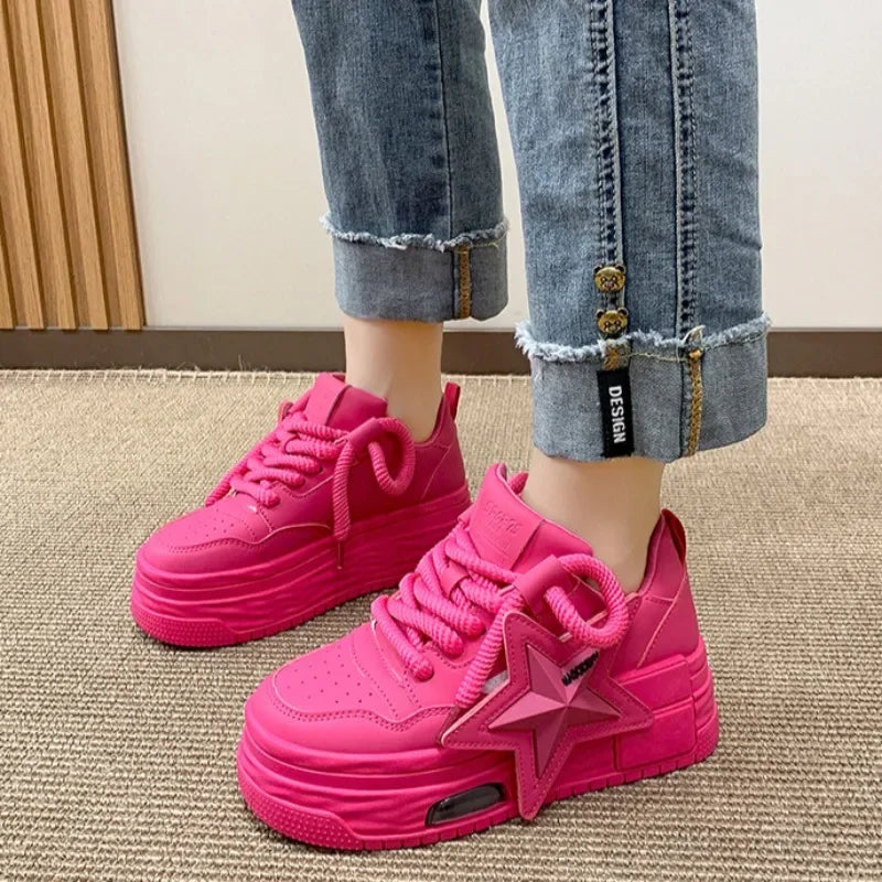 Platform Sneakers Women 2024Autumn Fashion Star Personalized Designer Vulcanized Shoes Casual Running Street Skateboarding Shoes