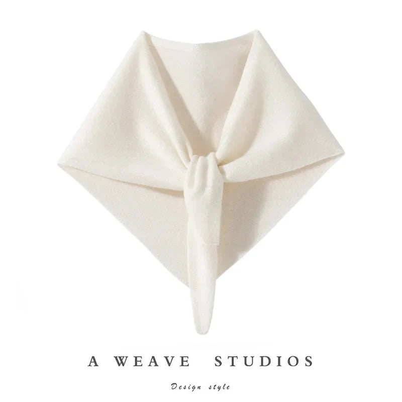 ADDONEE Women Small Triangular Scarf 100% Cashmere Knitwear Spring Autumn Simple Style Scarf Soft Comfy Cashmere Scarf