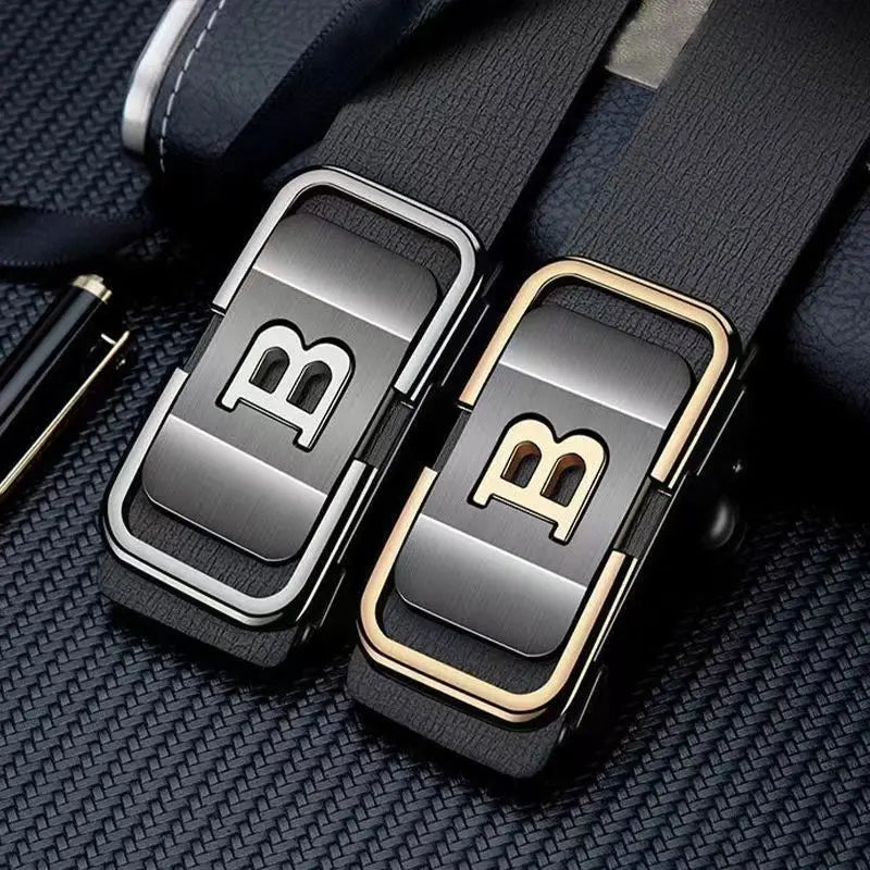 Men's Toothless Automatic Buckle New Fashion Belt with Letter Button Business Fashion High Quality Belt Festival Gift Selection