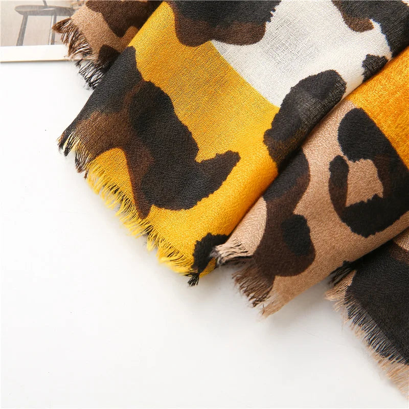 Spring Designer Unique Luxury Brown Ladies Wild Leopard Scarf Female Long Scarf Shawl Thin Brown Fashionable Scarf Long Shawl