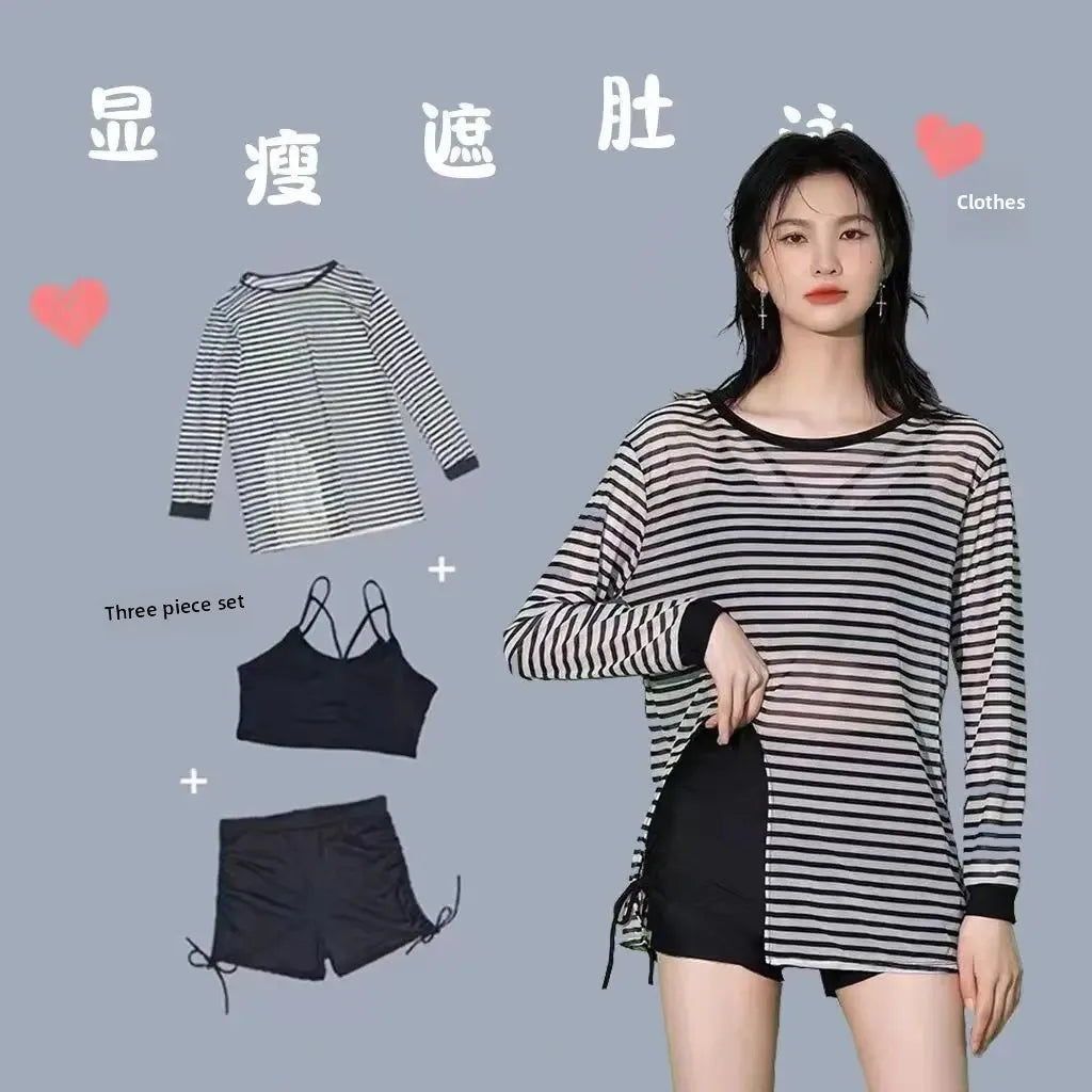 New Hot Sale Of The Season Women's Three-Piece Swimsuit Sports Separate Slimming Hot Spring Long Sleeve Sunscreen Swimming Costu