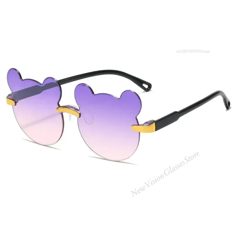 New Kids Sunglassess Cartoon Bear Sunglasses for Boy Girl Children Rimless Sunglasses UV400 Outdoor Travel Skiing Sunglassess