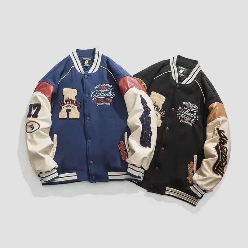 American Style Spliced Baseball Jacket Cotton Jacket Women's Autumn Winter Retro Men's Spring Summer New Couple's Outerwear