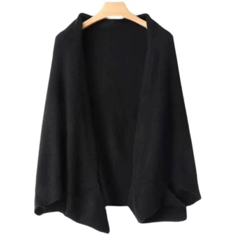 100%Wool Women's Knitted Shawl Scarf Soft Warm Knitwear Cardigan Cloak Wraps Shoulder Neck Protect Pashmina Scarves Dual Use