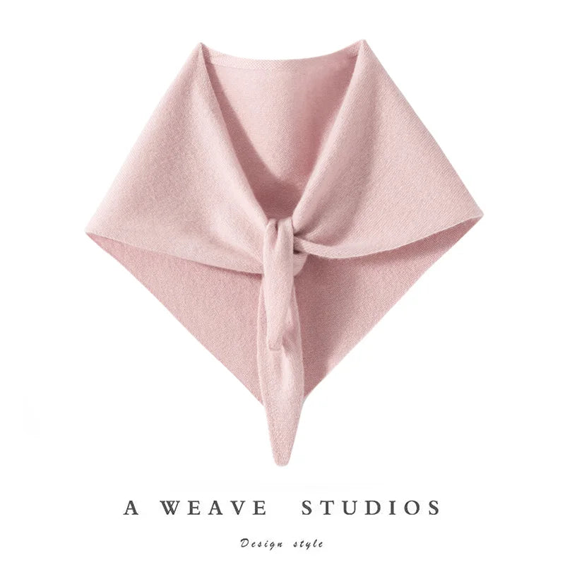 ADDONEE Women Small Triangular Scarf 100% Cashmere Knitwear Spring Autumn Simple Style Scarf Soft Comfy Cashmere Scarf