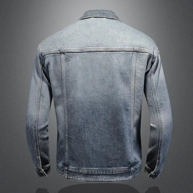 Men's retro classic denim jacket loose casual versatile lapel jacket high street fashion motorcycle riding clothes mens jacket