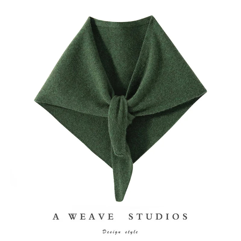 ADDONEE Women Small Triangular Scarf 100% Cashmere Knitwear Spring Autumn Simple Style Scarf Soft Comfy Cashmere Scarf
