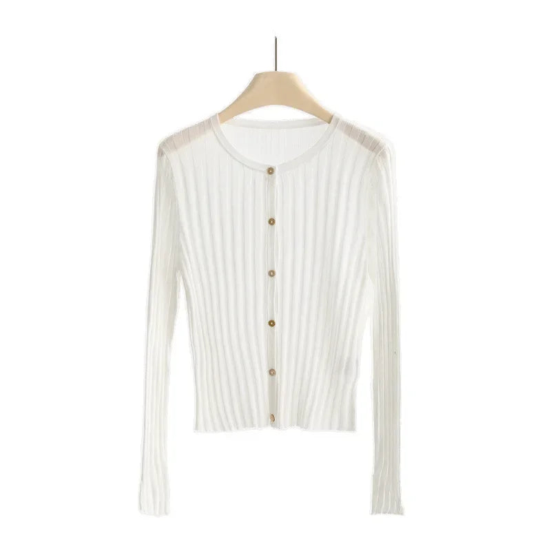 Summer Macaron Candy Color Lyocell Sweater Thin Long Sleeve Sunscreen Shirt Air Conditioning Shirt Outer Wear