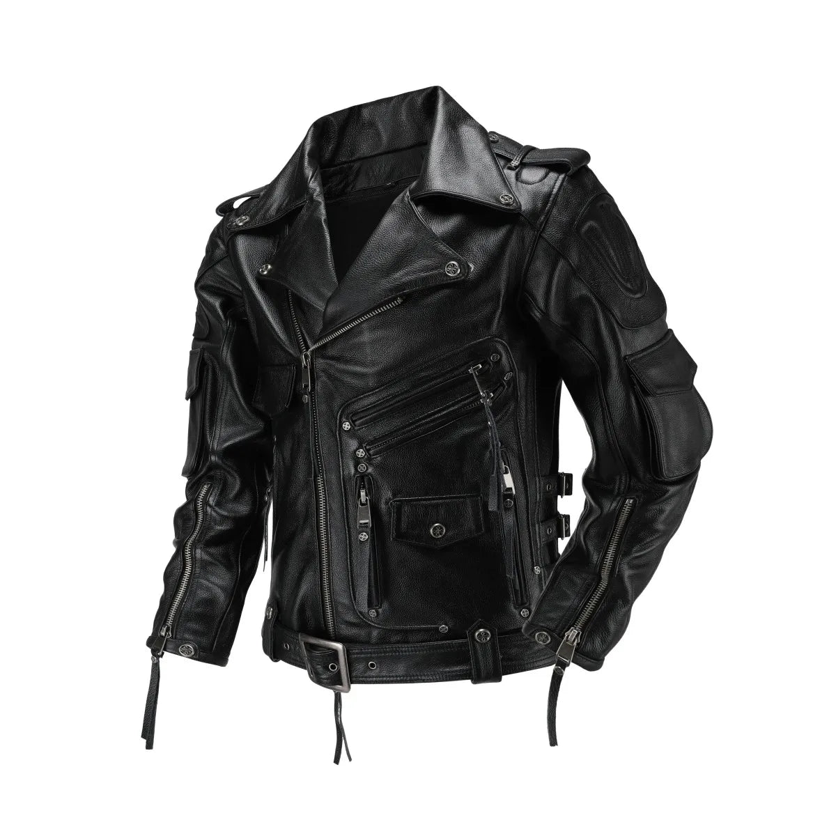 Copersian Men's Natural Leather Motorcycle Jacket Top Layer Causal Vintage Retro Moto Suit Leather Coat  Dropshipping
