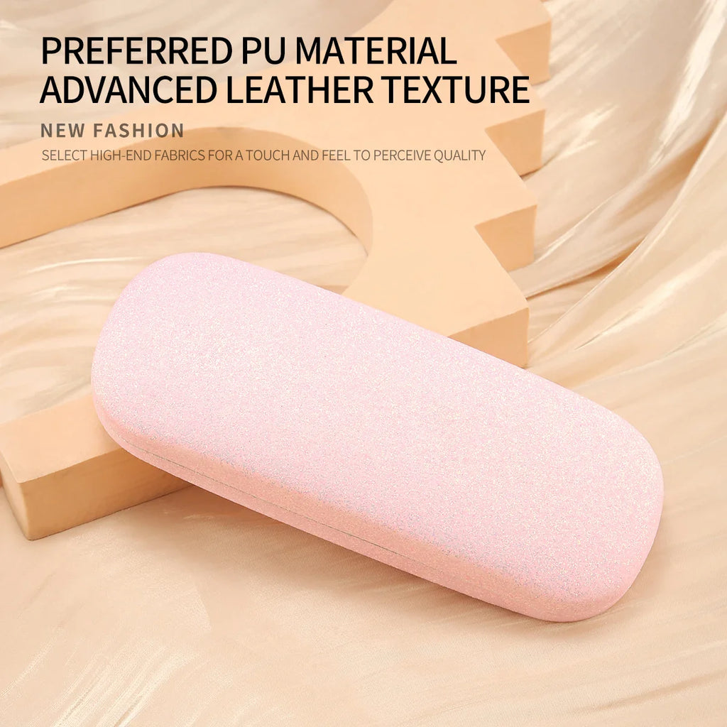 1pc PU Leather Frosted Glasses Protection Case Bling Bling Eyewear Sunglasses Storage Box Organization for Women Glasses Case