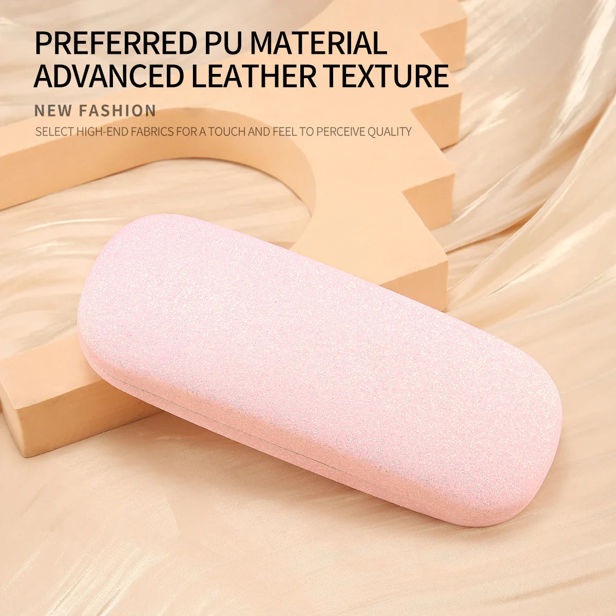 1pc PU Leather Frosted Glasses Protection Case Bling Bling Eyewear Sunglasses Storage Box Organization for Women Glasses Case